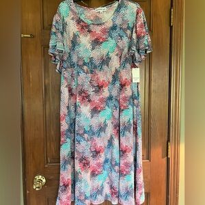 Colorful Patterned Women's Dress with Ruffle Sleeves 2X Brand New Southern Lady